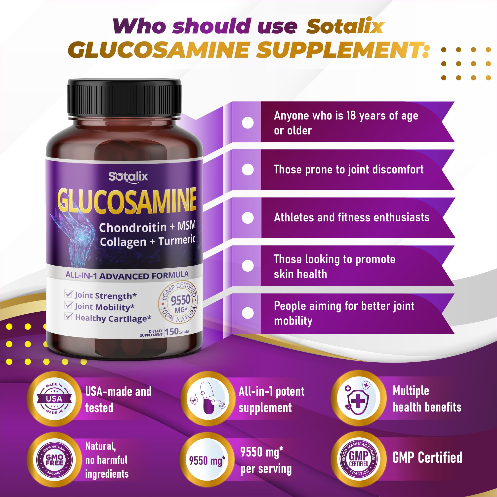 Foto 5 | Suplemento Sotalix De Glucosamina De 9.550 Mg Con Condroitina Y Msm - Venta Internacional.