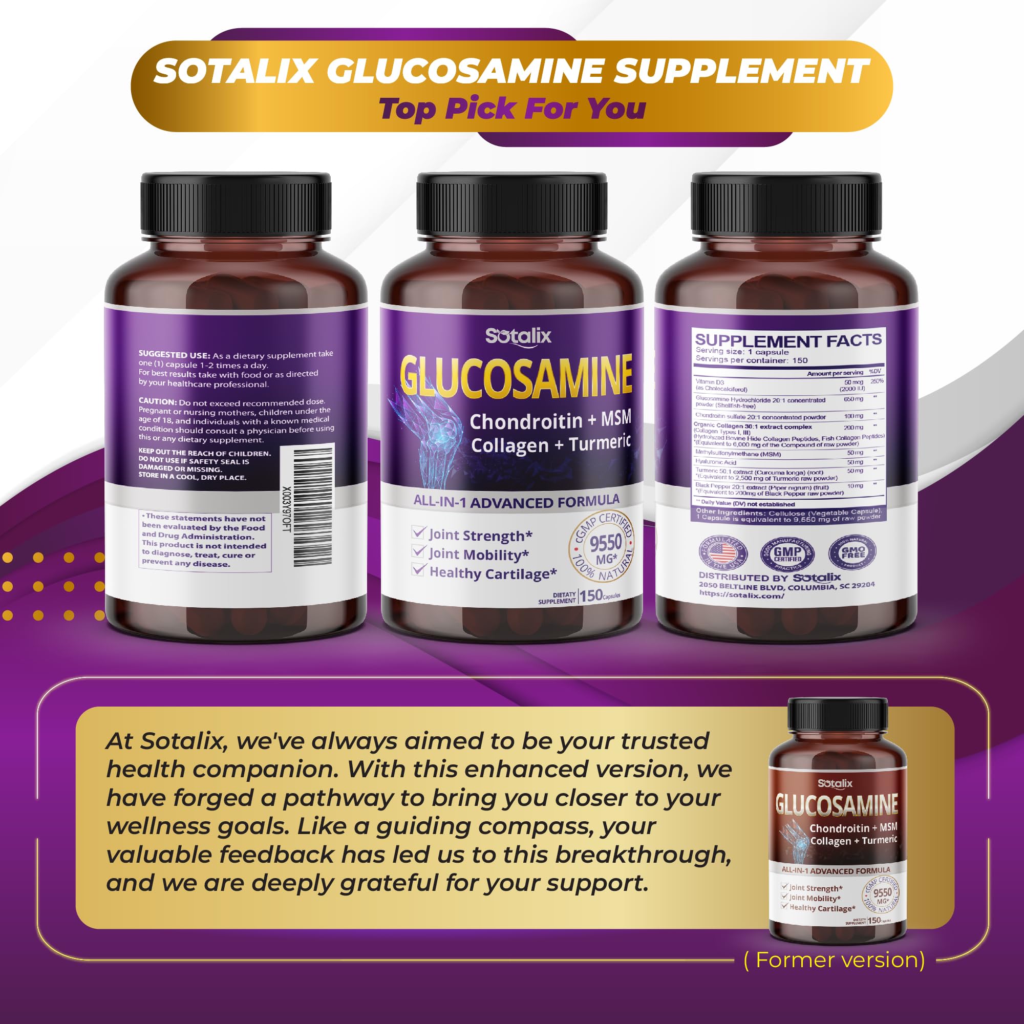 Foto 7 pulgar | Suplemento Sotalix De Glucosamina De 9.550 Mg Con Condroitina Y Msm - Venta Internacional.