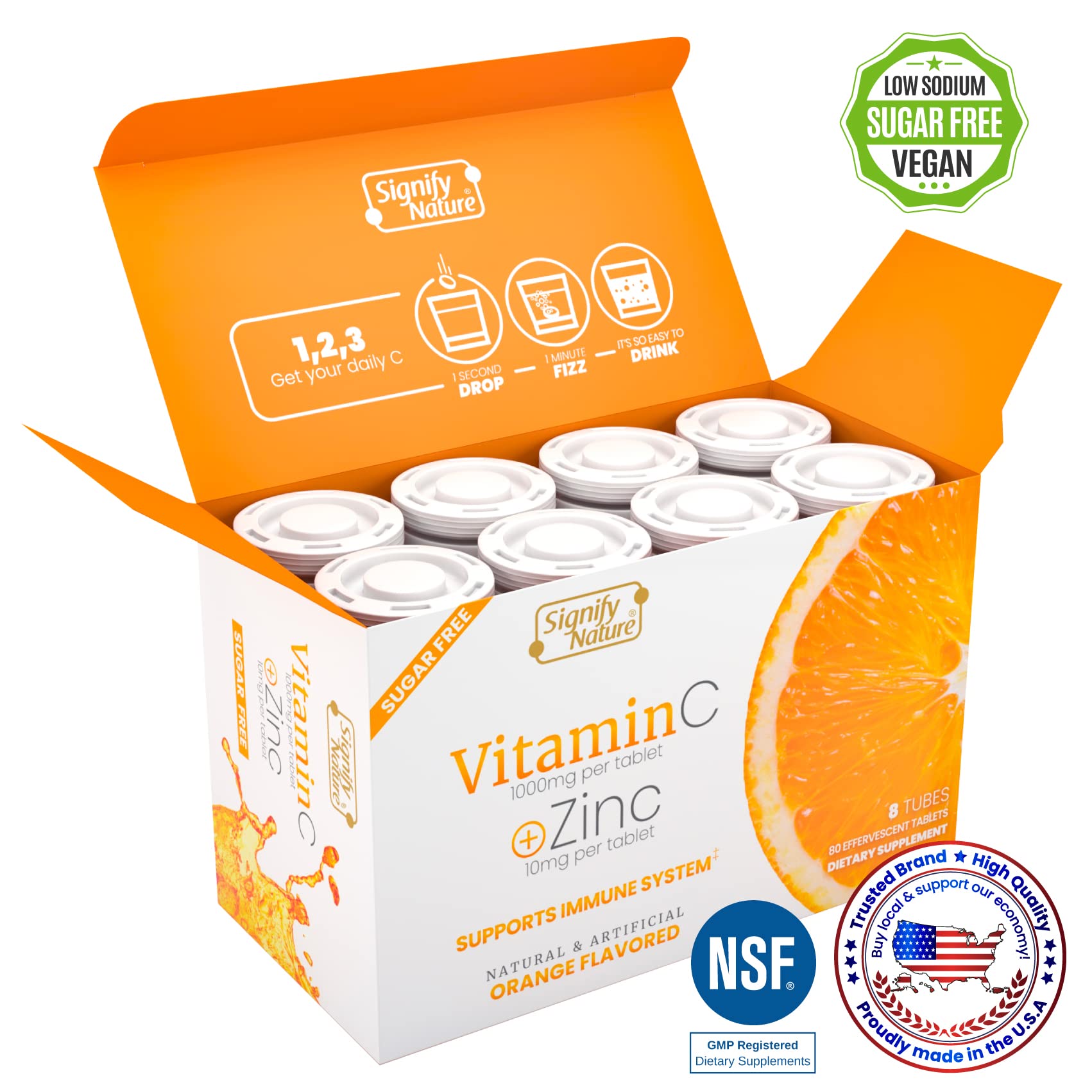 Foto 3 pulgar | Las Tabletas De Vitamina C Signify Nature Se Disuelven En Agua Sin Azúcar - Venta Internacional.