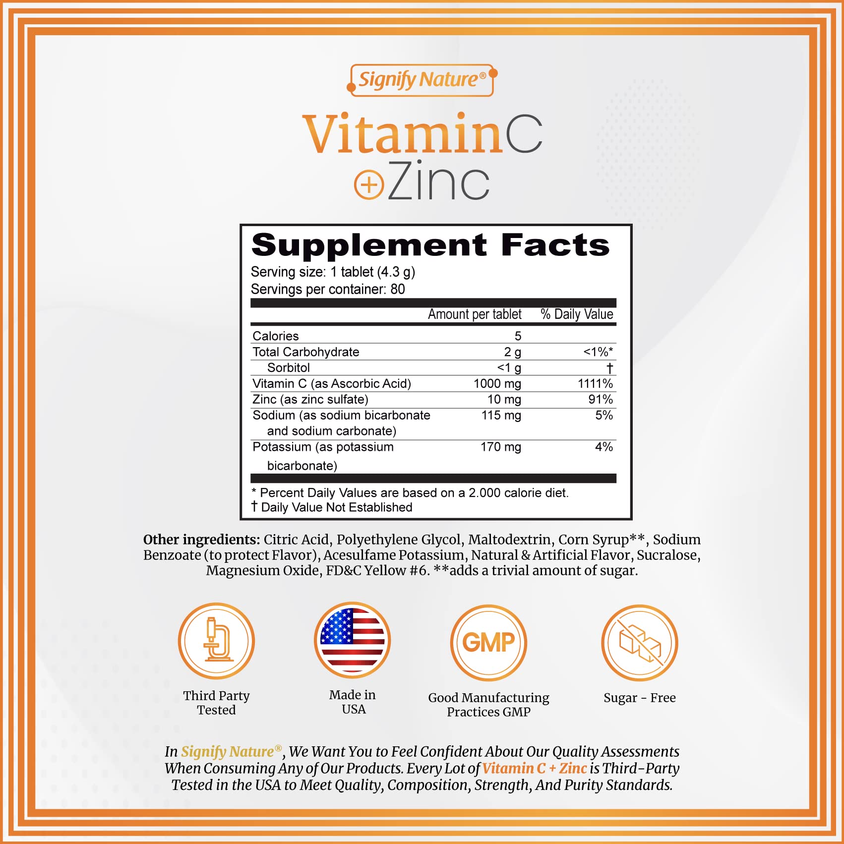 Foto 7 pulgar | Las Tabletas De Vitamina C Signify Nature Se Disuelven En Agua Sin Azúcar - Venta Internacional.