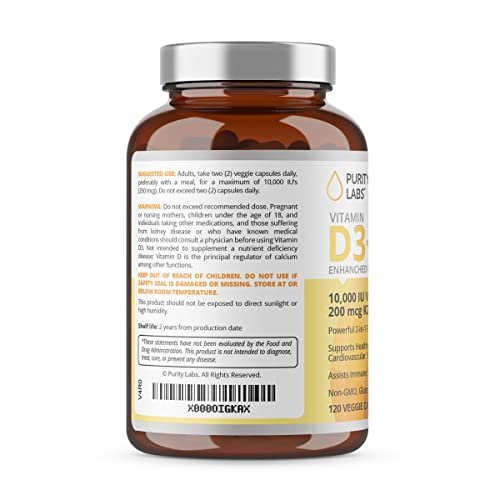 Foto 3 pulgar | Suplemento Purity Labs De Vitamina D3 + K2 120 Cápsulas - Venta Internacional.