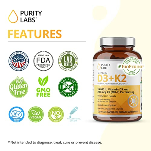 Foto 7 pulgar | Suplemento Purity Labs De Vitamina D3 + K2 120 Cápsulas - Venta Internacional.