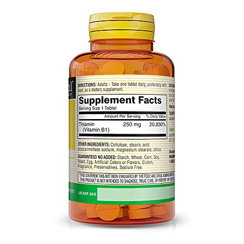 Foto 3 pulgar | Tabletas De Tiamina Con Vitamina B-1, 250 Mg, Botella De 100 Unidades - Venta Internacional.