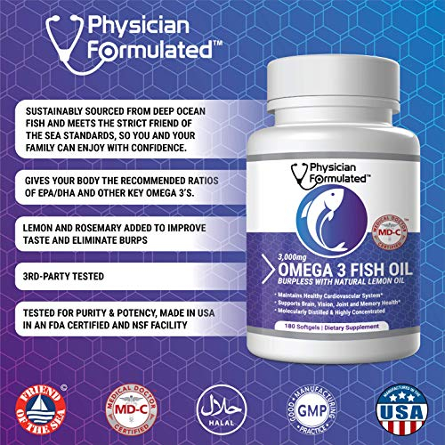 Foto 4 | Aceite De Pescado Omega 3 3000 Mg Con 915 Mg De Epa, 630 Mg De Dha, 180 Cápsulas - Venta Internacional.