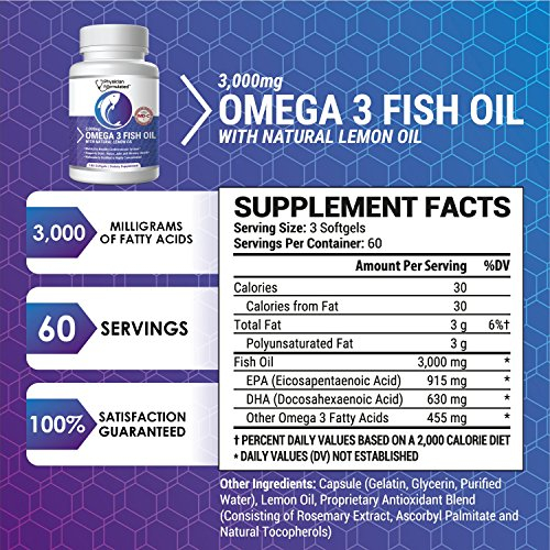 Foto 7 pulgar | Aceite De Pescado Omega 3 3000 Mg Con 915 Mg De Epa, 630 Mg De Dha, 180 Cápsulas - Venta Internacional.