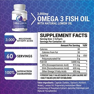 Foto 6 | Aceite De Pescado Omega 3 3000 Mg Con 915 Mg De Epa, 630 Mg De Dha, 180 Cápsulas - Venta Internacional.
