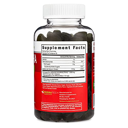 Foto 4 pulgar | Suplementos Herbatech En Gomitas Ashwagandha 1500 Mg 100 Unidades - Venta Internacional.