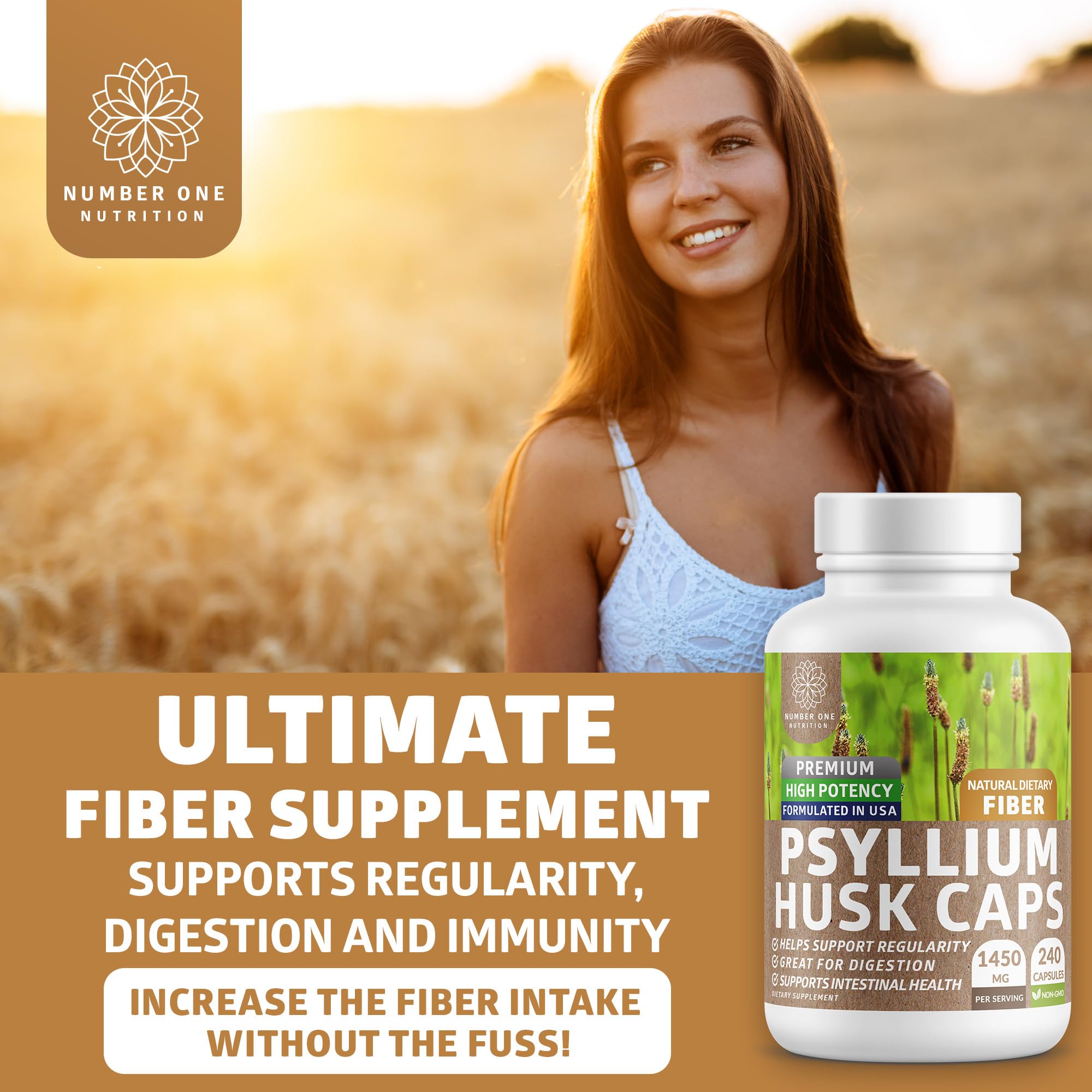 Foto 4 pulgar | Cápsulas De Cáscara De Psyllium Number One Nutrition 1450 Mg - Venta Internacional.