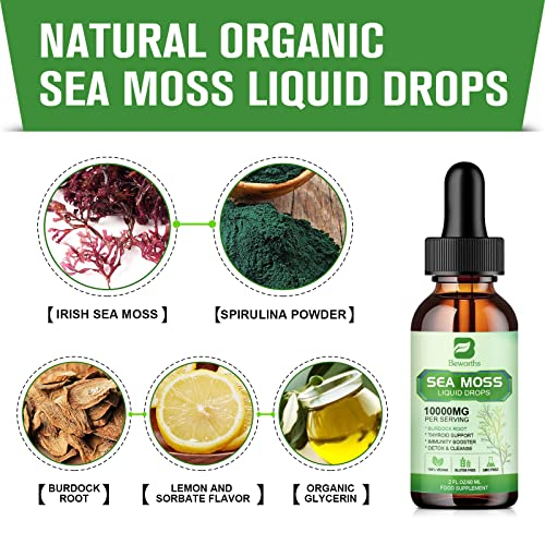 Foto 6 pulgar | Sea Moss Liquid Drops B Beworths Organic Irish 60 Ml - Venta Internacional.
