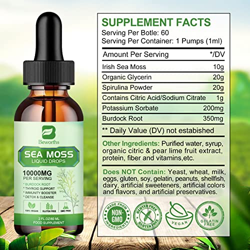 Foto 7 pulgar | Sea Moss Liquid Drops B Beworths Organic Irish 60 Ml - Venta Internacional.