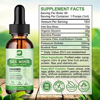 Foto 6 | Sea Moss Liquid Drops B Beworths Organic Irish 60 Ml - Venta Internacional.