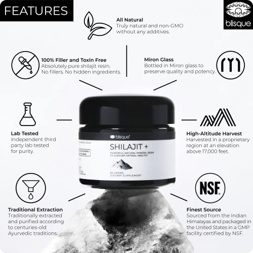 Foto 7 pulgar | Suplemento Blisque, Resina Pura De Shilajit Del Himalaya, 30 Ml - Venta Internacional.
