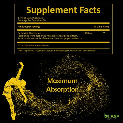 Foto 5 pulgar | Suplemento B'leaf Nature Berberine Phytosome 1100 Mg 120 Cápsulas - Venta Internacional.