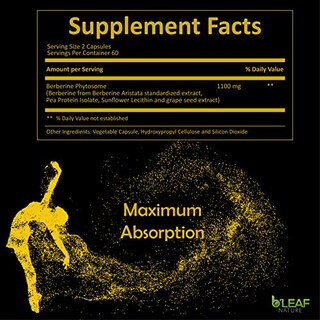 Foto 4 | Suplemento B'leaf Nature Berberine Phytosome 1100 Mg 120 Cápsulas - Venta Internacional.