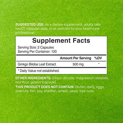 Foto 3 pulgar | Suplemento Eagleshine Vitaminas Ginkgo Biloba 500 Mg 240 Cápsulas - Venta Internacional.