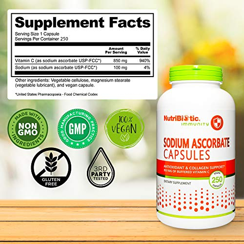 Foto 6 pulgar | Cápsulas De Vitamina C Nutribiotic, Ascorbato De Sodio, 250 Unidades - Venta Internacional.