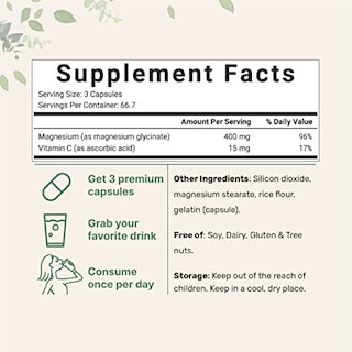 Foto 2 | Suplemento: Microingredientes: Glicinato De Magnesio 400 Mg 200 Ca - Venta Internacional.