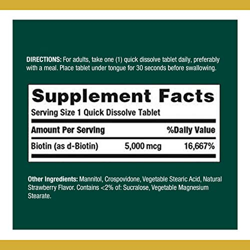 Foto 3 pulgar | Suplemento Vitamínico Nature's Bounty Biotin 5000 Mcg 60 Tabletas - Venta Internacional.