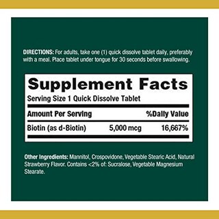 Foto 2 | Suplemento Vitamínico Nature's Bounty Biotin 5000 Mcg 60 Tabletas - Venta Internacional.