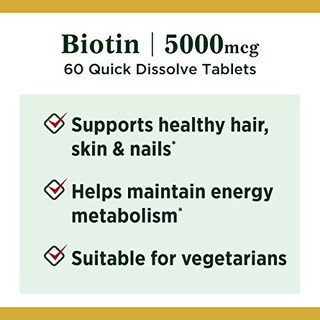 Foto 3 | Suplemento Vitamínico Nature's Bounty Biotin 5000 Mcg 60 Tabletas - Venta Internacional.