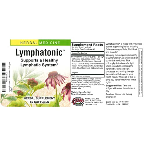 Foto 3 pulgar | Suplemento Herbal, Hierbas, Etc. Lymphatonic, 60 Cápsulas Blandas - Venta Internacional.