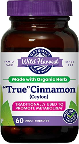 Suplemento Oregon Wild Harvest Cinnamon True Ceylon 60 Cápsulas - Venta Internacional.