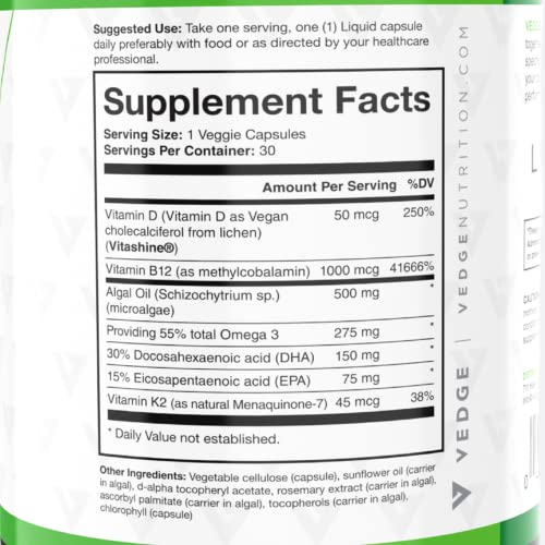 Foto 3 | Suplemento Multivitamínico Vedge Vegan Omega 3 Diario Durante 30 Días - Venta Internacional.