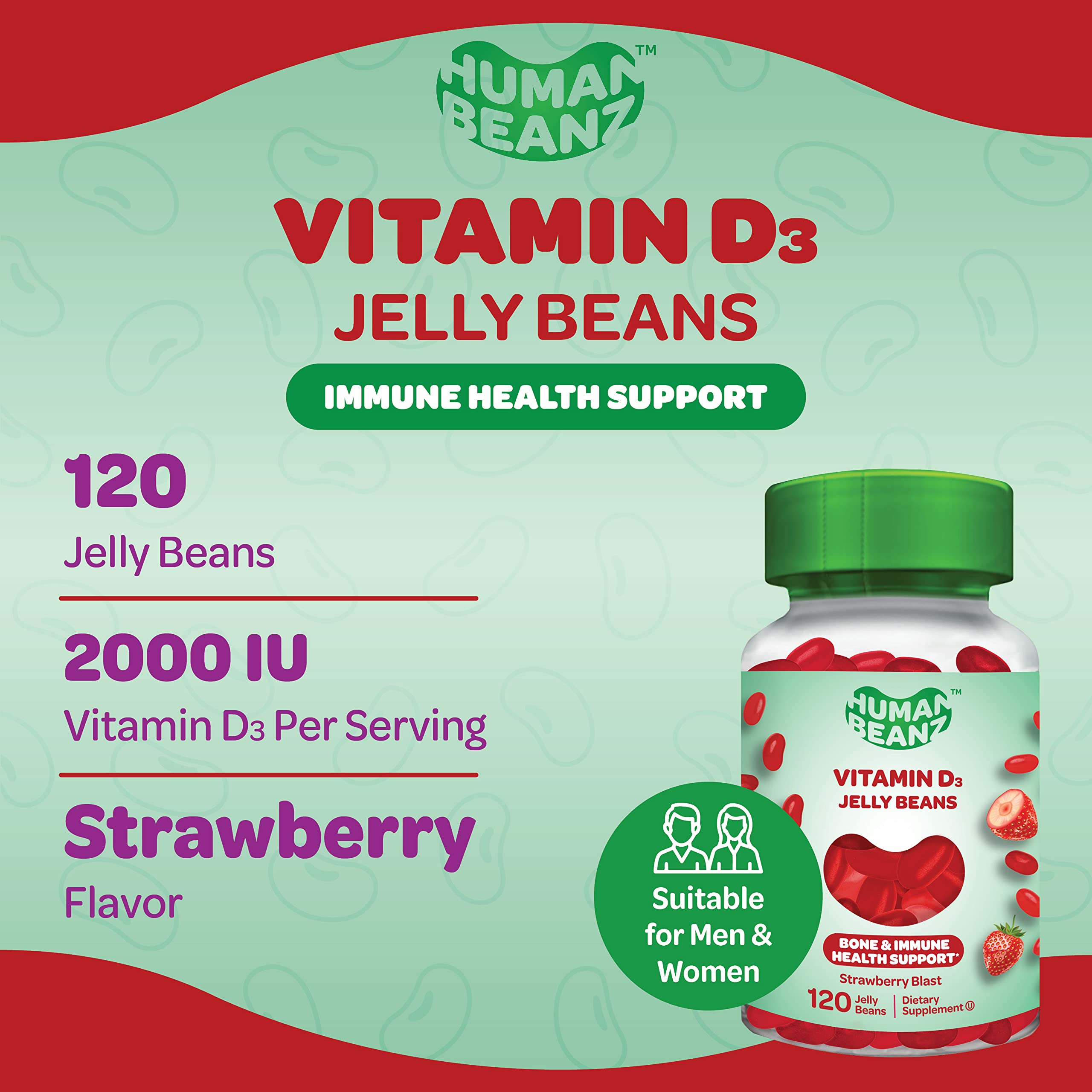 Foto 4 pulgar | Suplemento De Gomitas Con Vitamina D3 Para Adultos De Human Beanz - Venta Internacional.