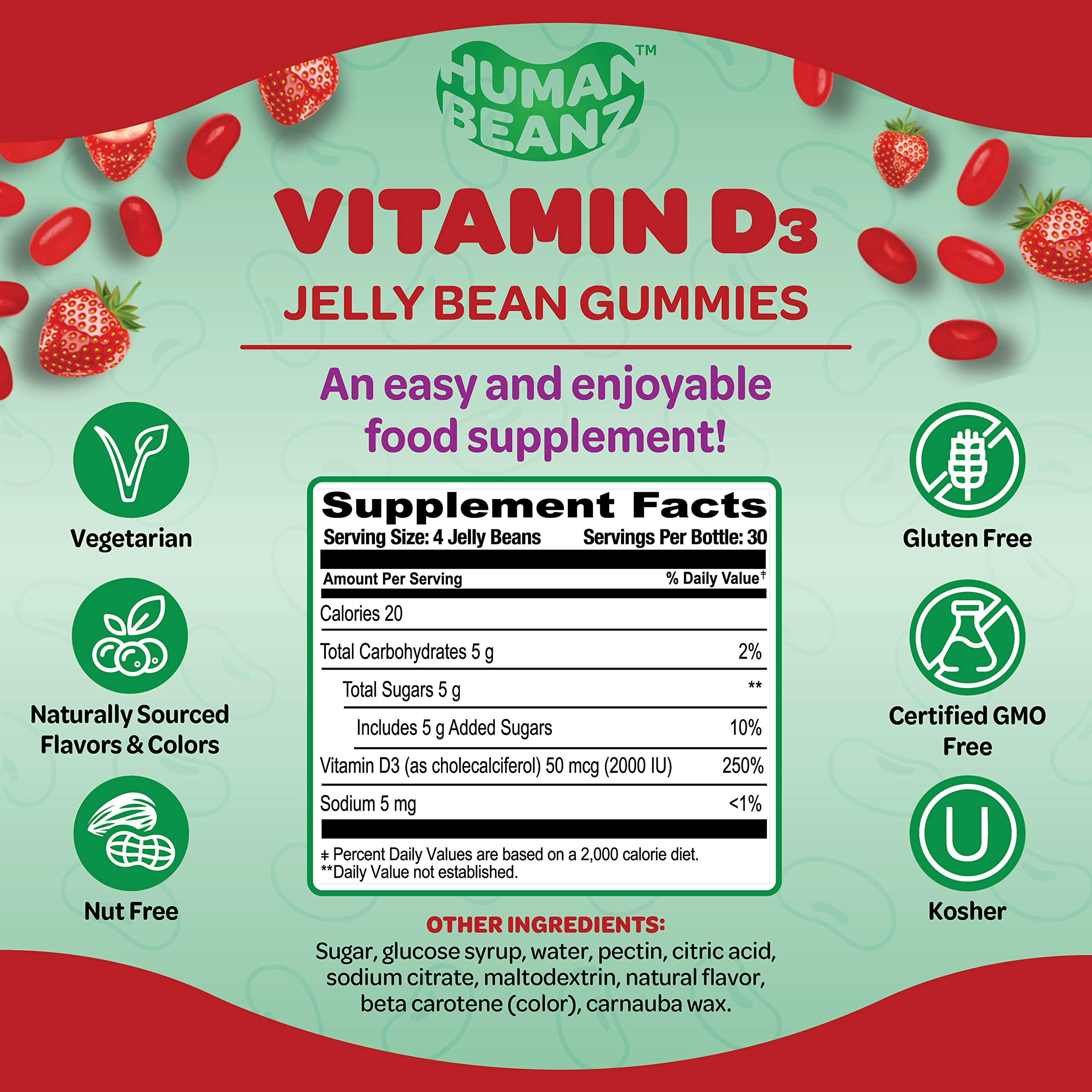 Foto 6 pulgar | Suplemento De Gomitas Con Vitamina D3 Para Adultos De Human Beanz - Venta Internacional.