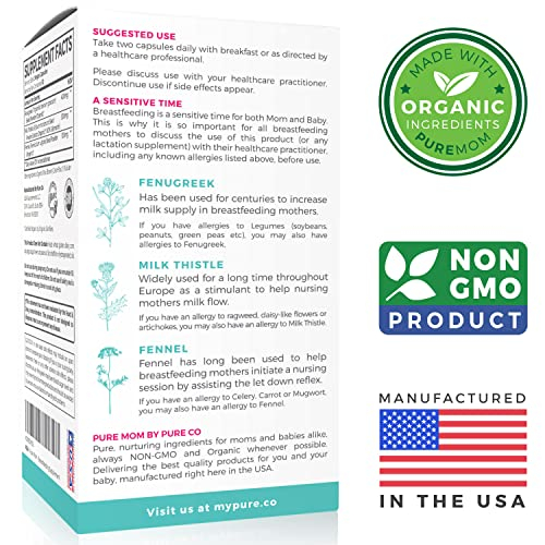 Foto 5 pulgar | Suplemento De Lactancia Pure Mom Organic Fenogreco 60 Cápsulas - Venta Internacional.