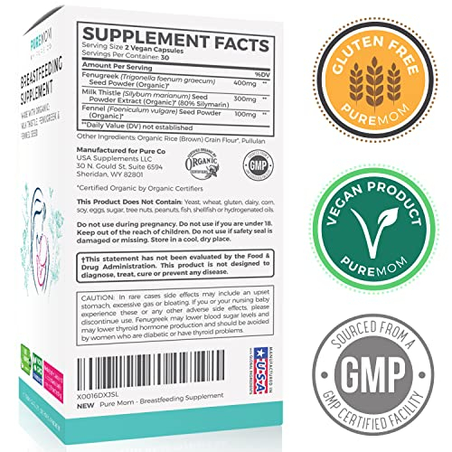 Foto 6 pulgar | Suplemento De Lactancia Pure Mom Organic Fenogreco 60 Cápsulas - Venta Internacional.