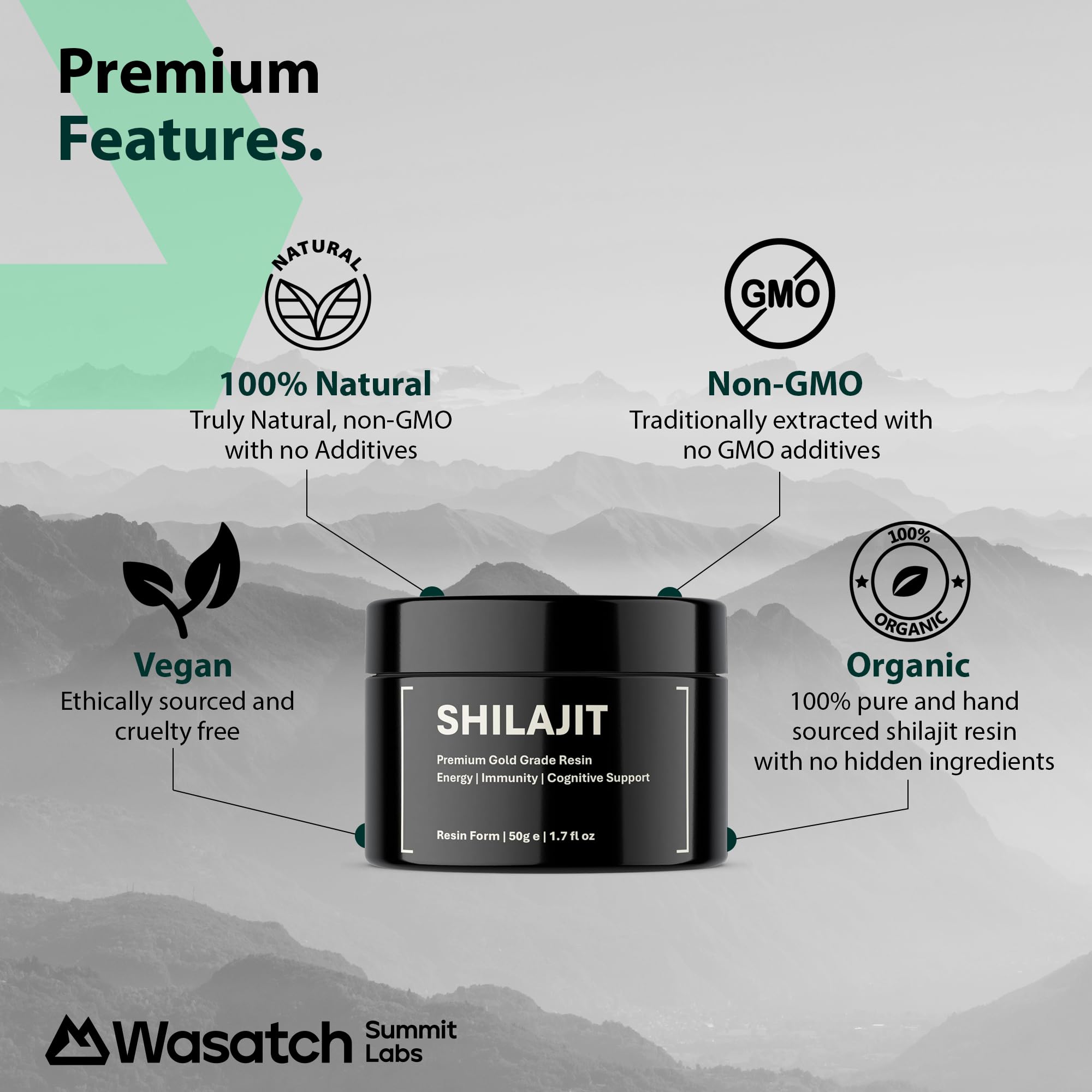 Foto 4 pulgar | Resina Shilajit Wasatch Summit Labs, Más De 85 Minerales Orgánicos, 30 Ml - Venta Internacional.