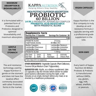 Foto 3 | Suplemento Probiótico Kappa Nutrition 60 Mil Millones De Cfu 60 Cápsulas - Venta Internacional.