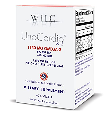 Foto 2 pulgar | Suplemento De Aceite De Pescado Whc Unocardio X2, 1270 Mg De Omega-3, 60 G - Venta Internacional.