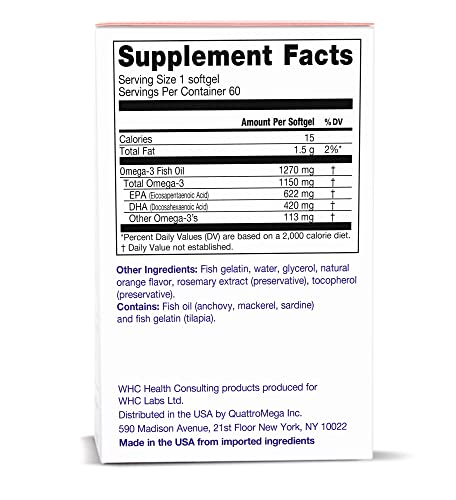 Foto 5 pulgar | Suplemento De Aceite De Pescado Whc Unocardio X2, 1270 Mg De Omega-3, 60 G - Venta Internacional.