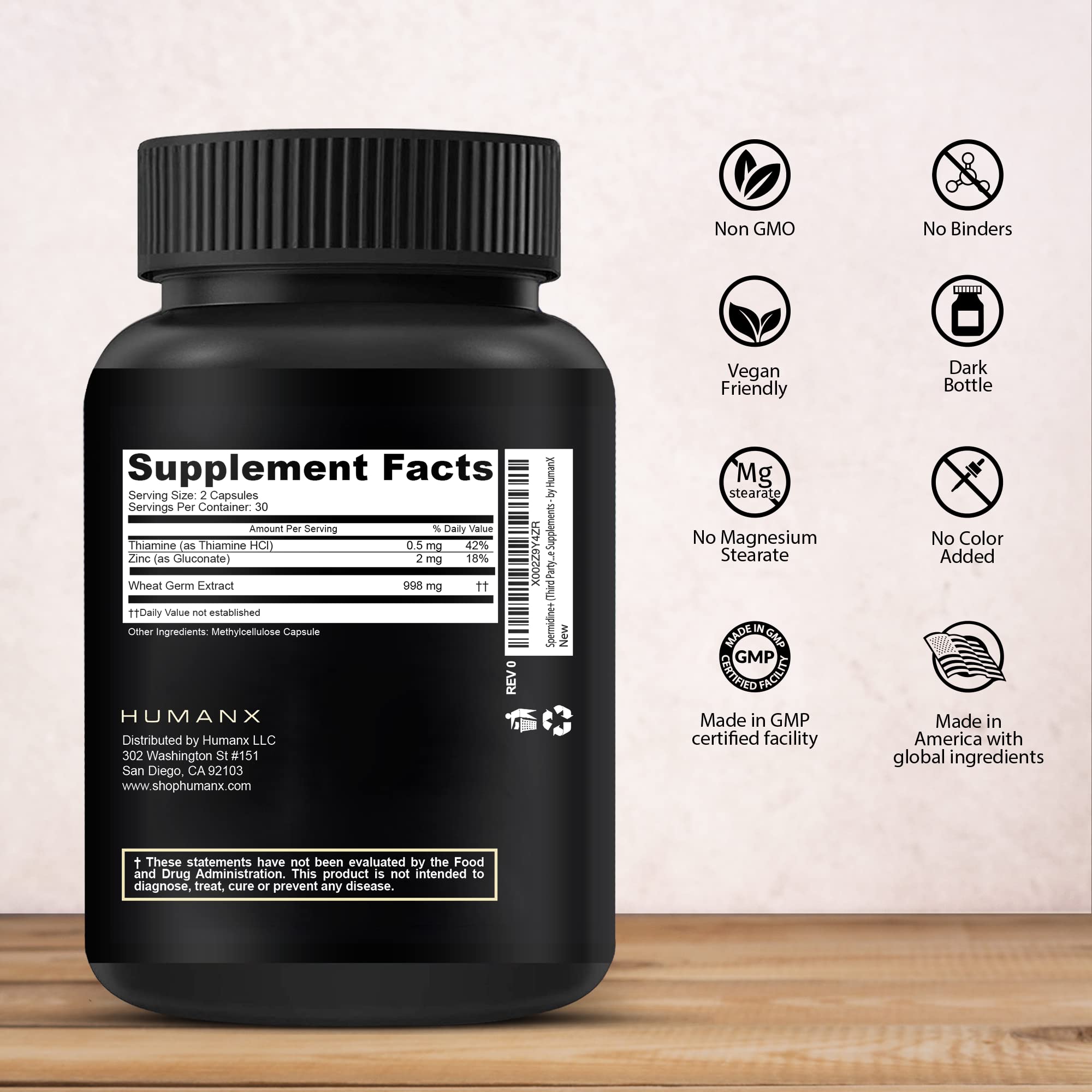 Foto 3 pulgar | Suplemento Humanx Spermidine+ Con Extracto De Germen De Trigo 30 Cápsulas - Venta Internacional.