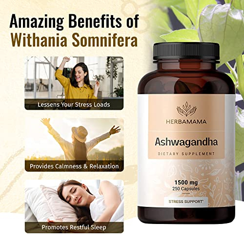 Foto 5 pulgar | Suplemento Herbamama Ashwagandha En Cápsulas 1500 Mg 250 Cápsulas - Venta Internacional.