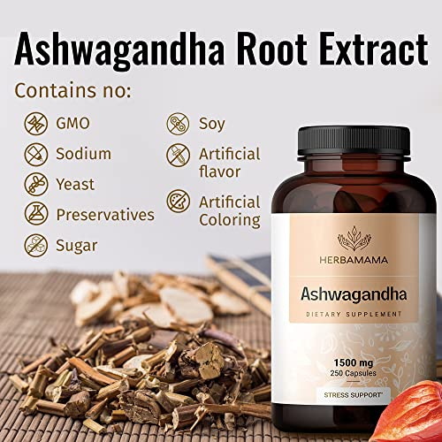 Foto 5 | Suplemento Herbamama Ashwagandha En Cápsulas 1500 Mg 250 Cápsulas - Venta Internacional.