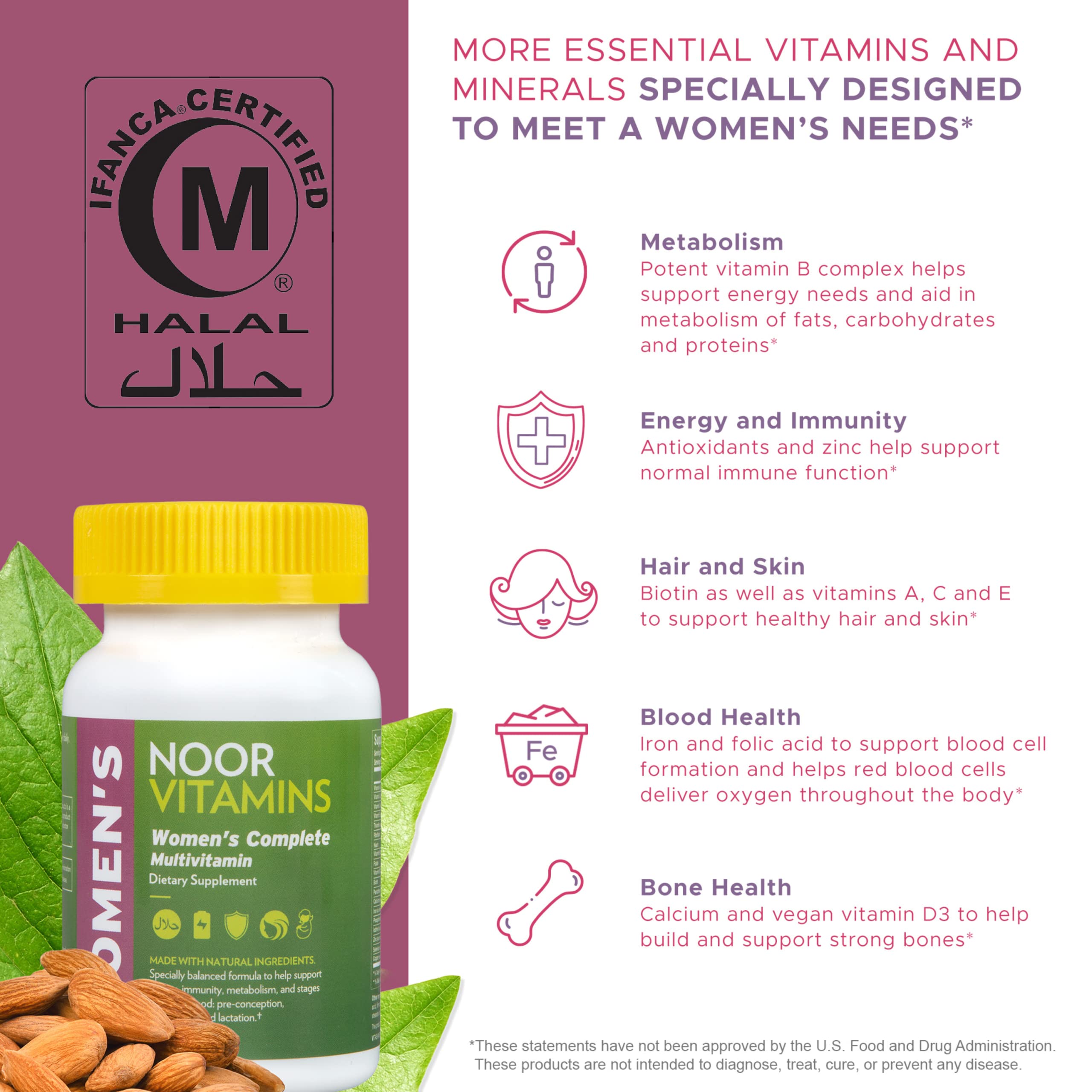 Foto 5 pulgar | Multivitamínico Noor Vitamins Halal Para Mujeres, Una Vez Al Día - Venta Internacional.