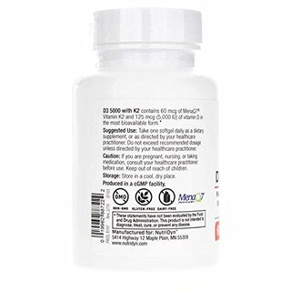 Foto 3 | Suplemento Nutri-dyn D3 5000 Con K2 60 Cápsulas Blandas - Venta Internacional.