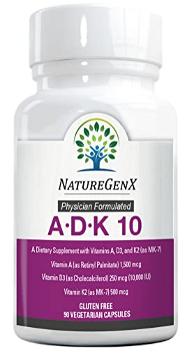 Suplemento Naturegenx Adk 10 Vitaminas D3 10000 Ui, K2 500 Mcg - Venta Internacional.
