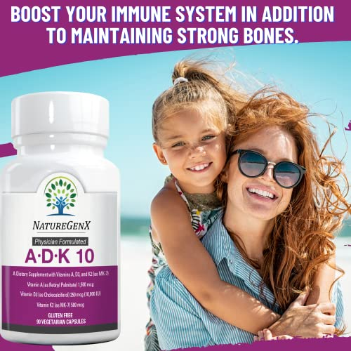Foto 7 pulgar | Suplemento Naturegenx Adk 10 Vitaminas D3 10000 Ui, K2 500 Mcg - Venta Internacional.