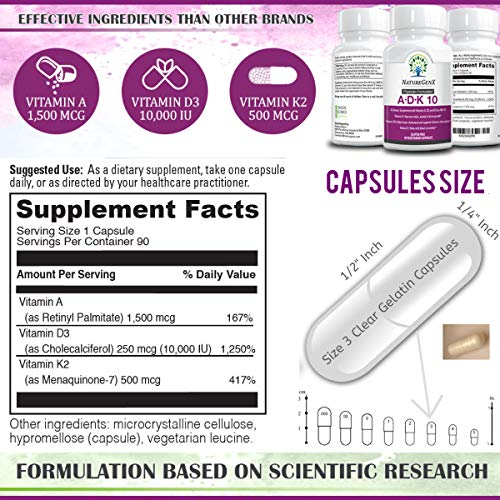 Foto 8 pulgar | Suplemento Naturegenx Adk 10 Vitaminas D3 10000 Ui, K2 500 Mcg - Venta Internacional.