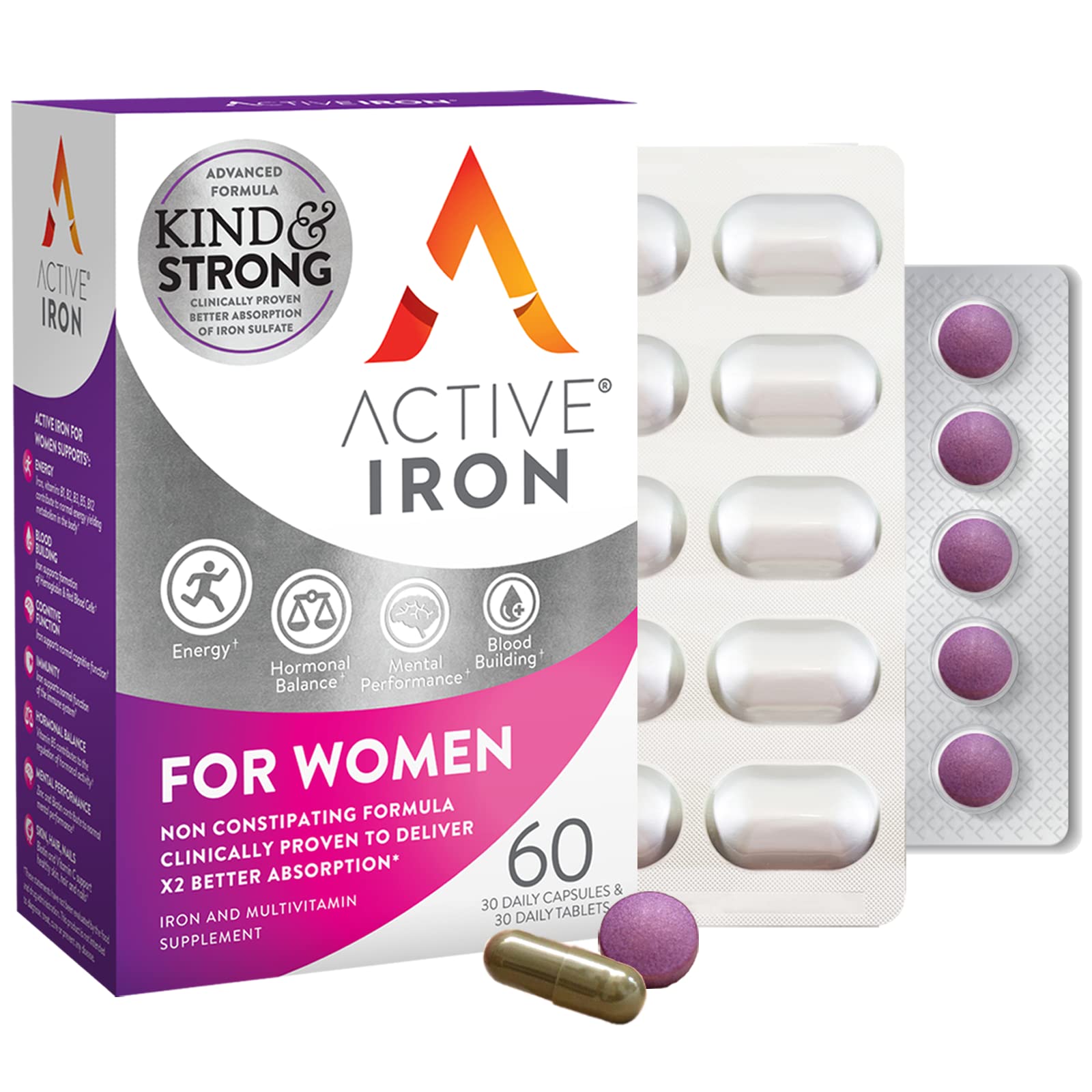 Foto 2 pulgar | Suplemento Active Iron Para Mujeres 30 Comprimidos - Venta Internacional.