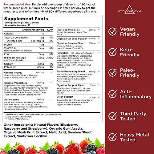 Foto 3 pulgar | Suplemento Livingood Daily Greens Powder 30 Porciones - Venta Internacional.