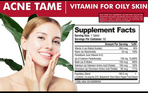 Foto 7 | Suplemento Acnetame, Píldoras Para El Acné, Tratamiento Transparente Para La Piel, 60 Tabletas - Venta Internacional.