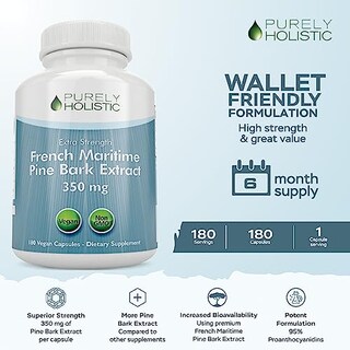 Foto 2 | Suplemento De Extracto De Corteza De Pino Puramente Holístico 350 Mg X180 - Venta Internacional.