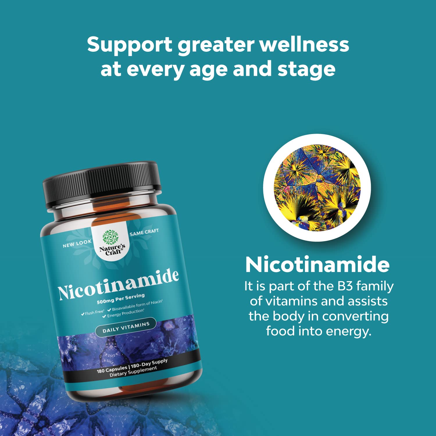 Foto 6 pulgar | Suplemento Natures Craft Con Vitamina B3 Y Nicotinamida, 500 Mg, 180 - Venta Internacional.