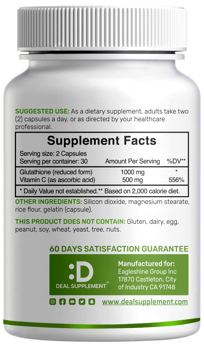 Foto 3 pulgar | Suplemento de Glutatión 1000 Mg Con Vitamina C - Venta Internacional