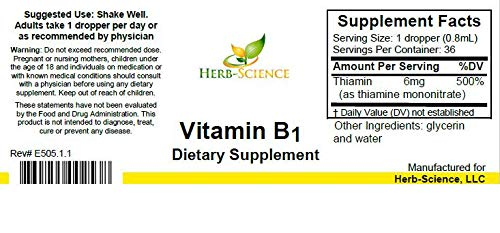 Foto 3 pulgar | Suplemento Líquido De Vitamina B1 Herb-science, 1 Onza Líquida, 36 Porciones - Venta Internacional.